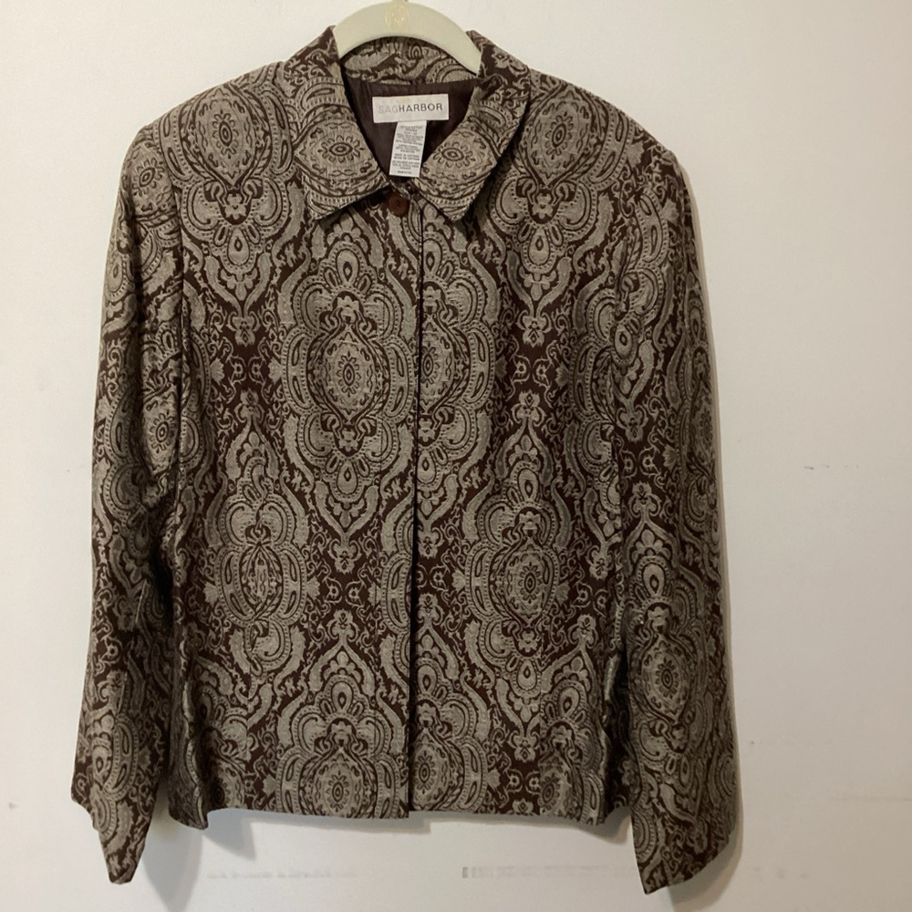 Sag Harbor Vintage-Inspired Paisley Print Jacket Earth Tones Lined Size 12